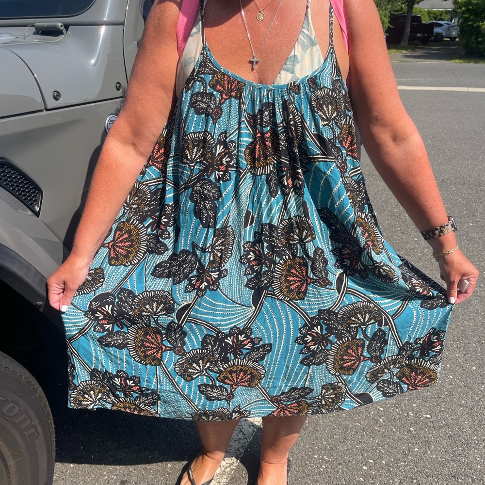 Anthropologie Blue Pleated Sundress
